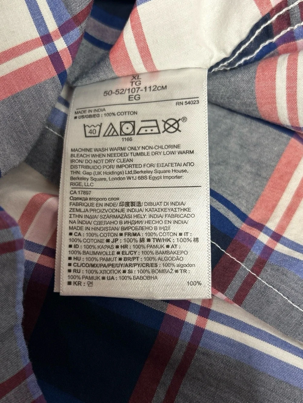 Banana Republic Plaid Button-Down Shirt in Navy, White & Red